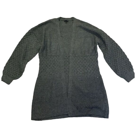 Topshop Gray Multiple Texture Knit Long Open Front Cardigan Sweater Size 10 - Picture 1 of 11